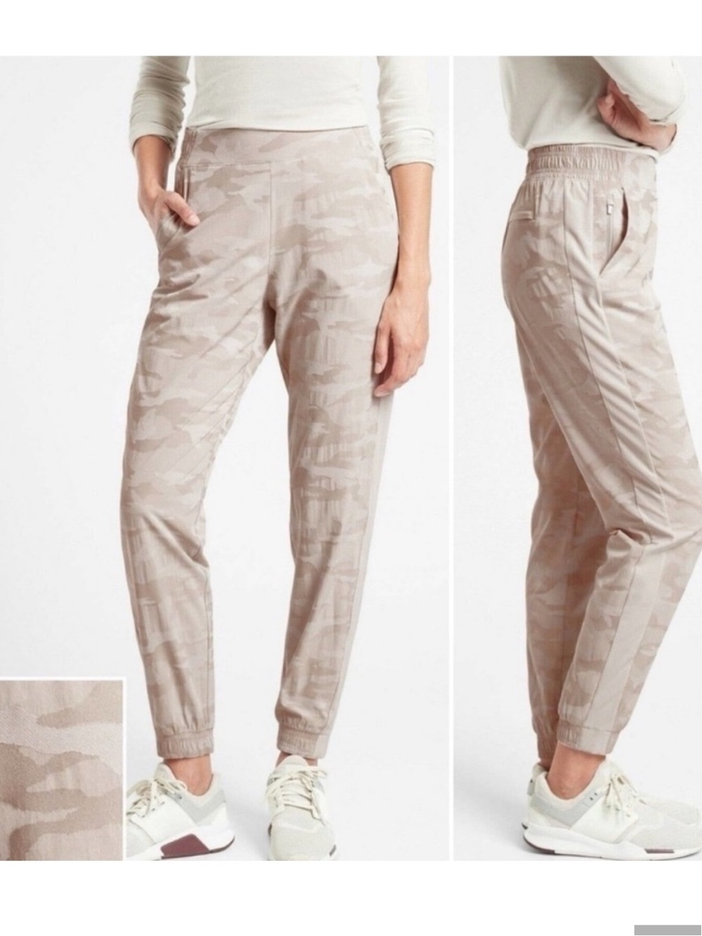 Athleta ivory Camo Track Pants - Lightweight Joggers size 2